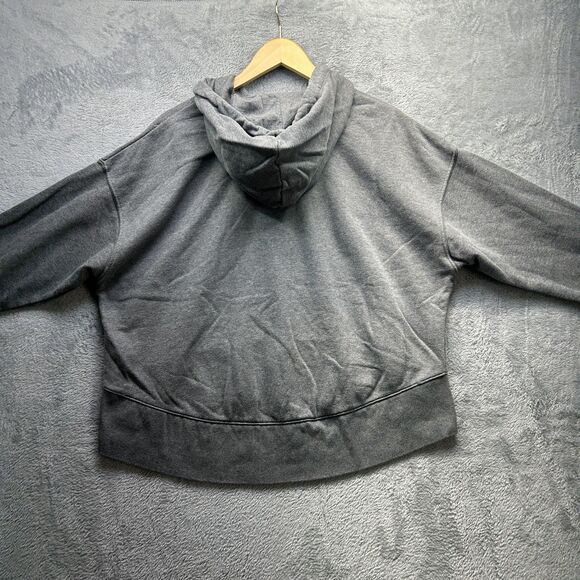 Nike Hoodie Sweatshirt Womens Medium Gray Cropped Pullover Fleece High Low Hem - Picture 8 of 9